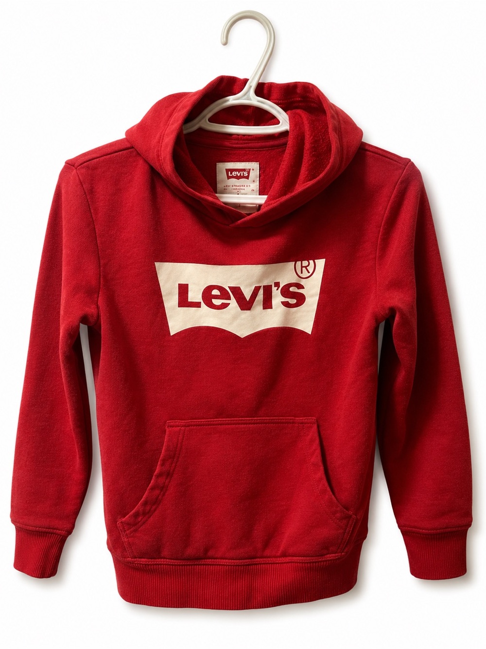 Leviโs Youth Red Batwing Logo Pullover Hoodie Size Medium (10-12)